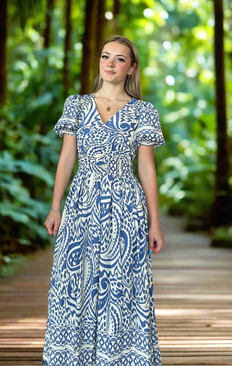 HEIRLOOM BORDER WOVEN MIDI DRESS