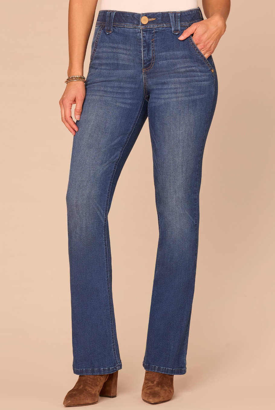 Democracy Ab solution High-Rise Itty Bitty Boot Jeans in Blue - front view