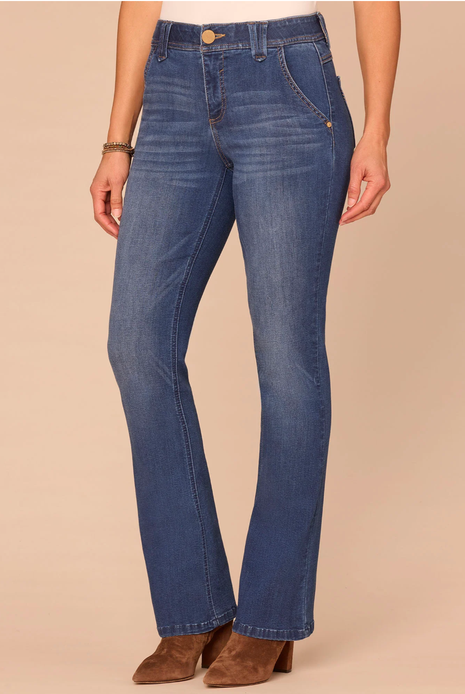 Democracy Ab solution High-Rise Itty Bitty Boot Jeans in Blue - front angle view