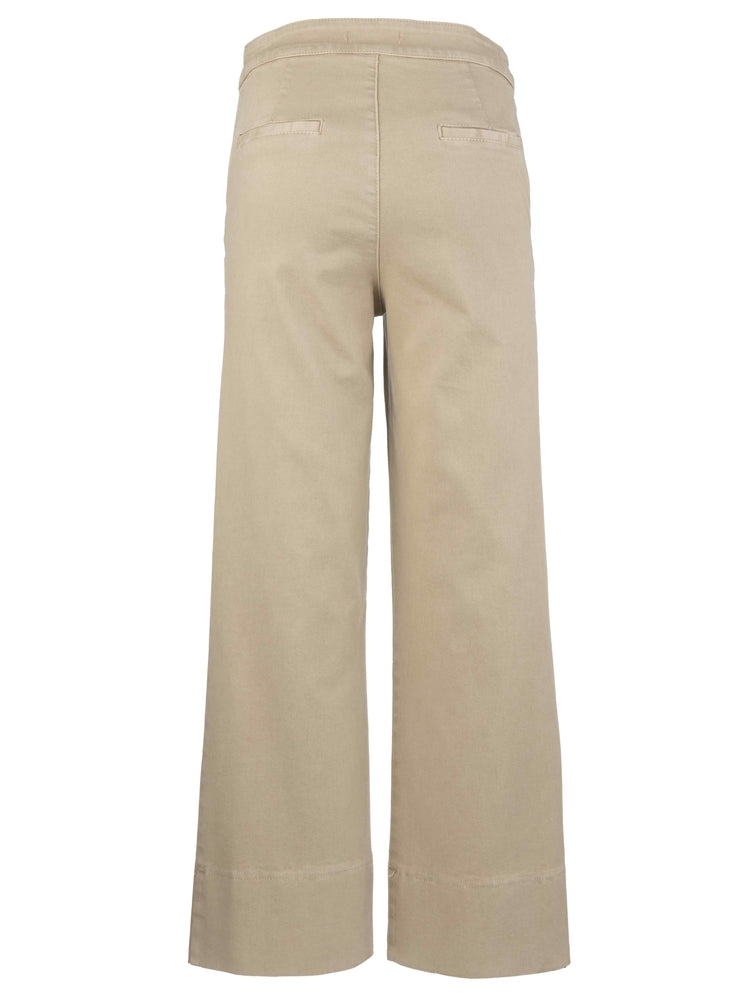 Beige wide-leg pants on a white background