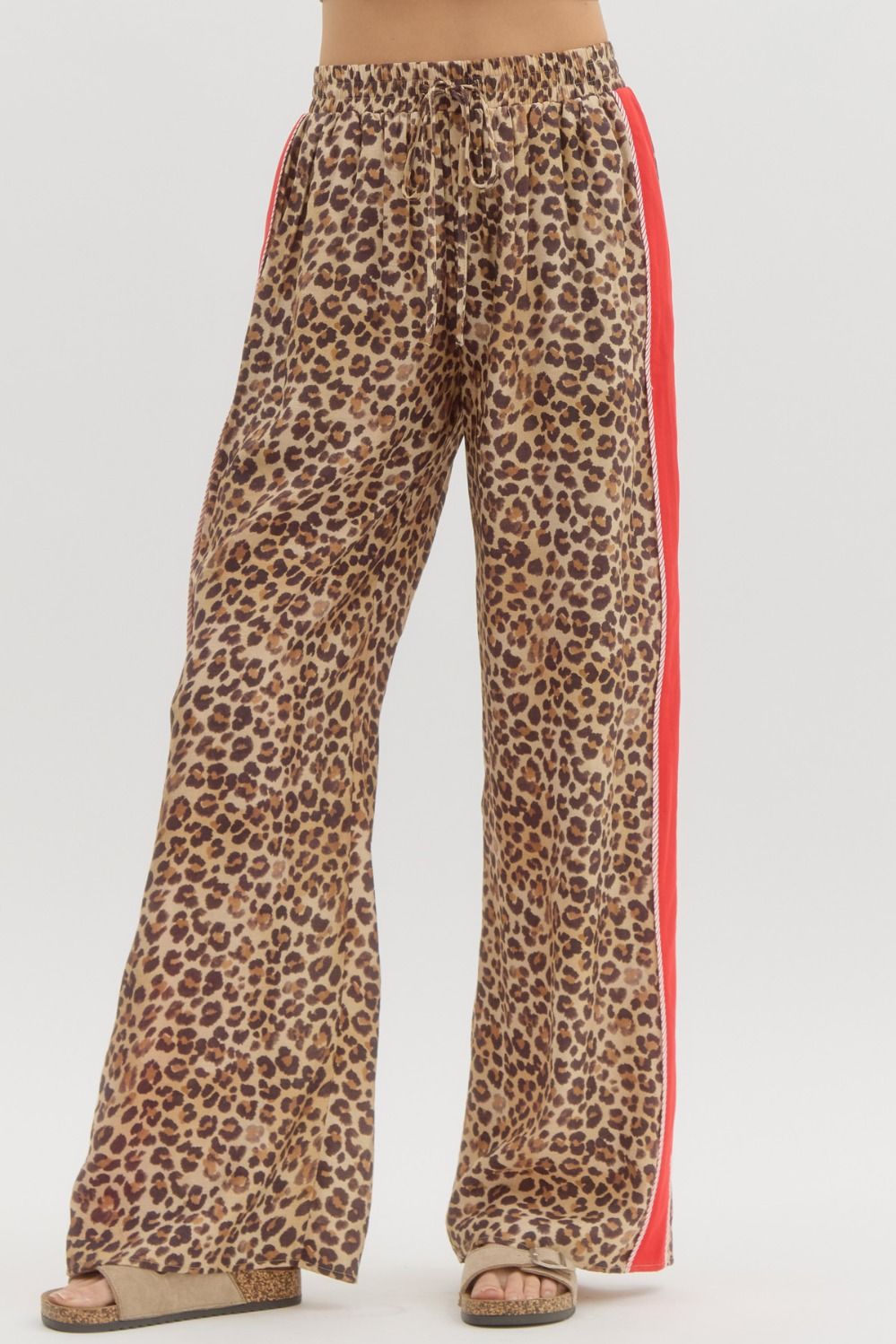 パンツ LEOPARD PRINT WIDE STRAIGHT PANTS TPALPKT Leopard Print High Waist Unisex Adults Streetwear