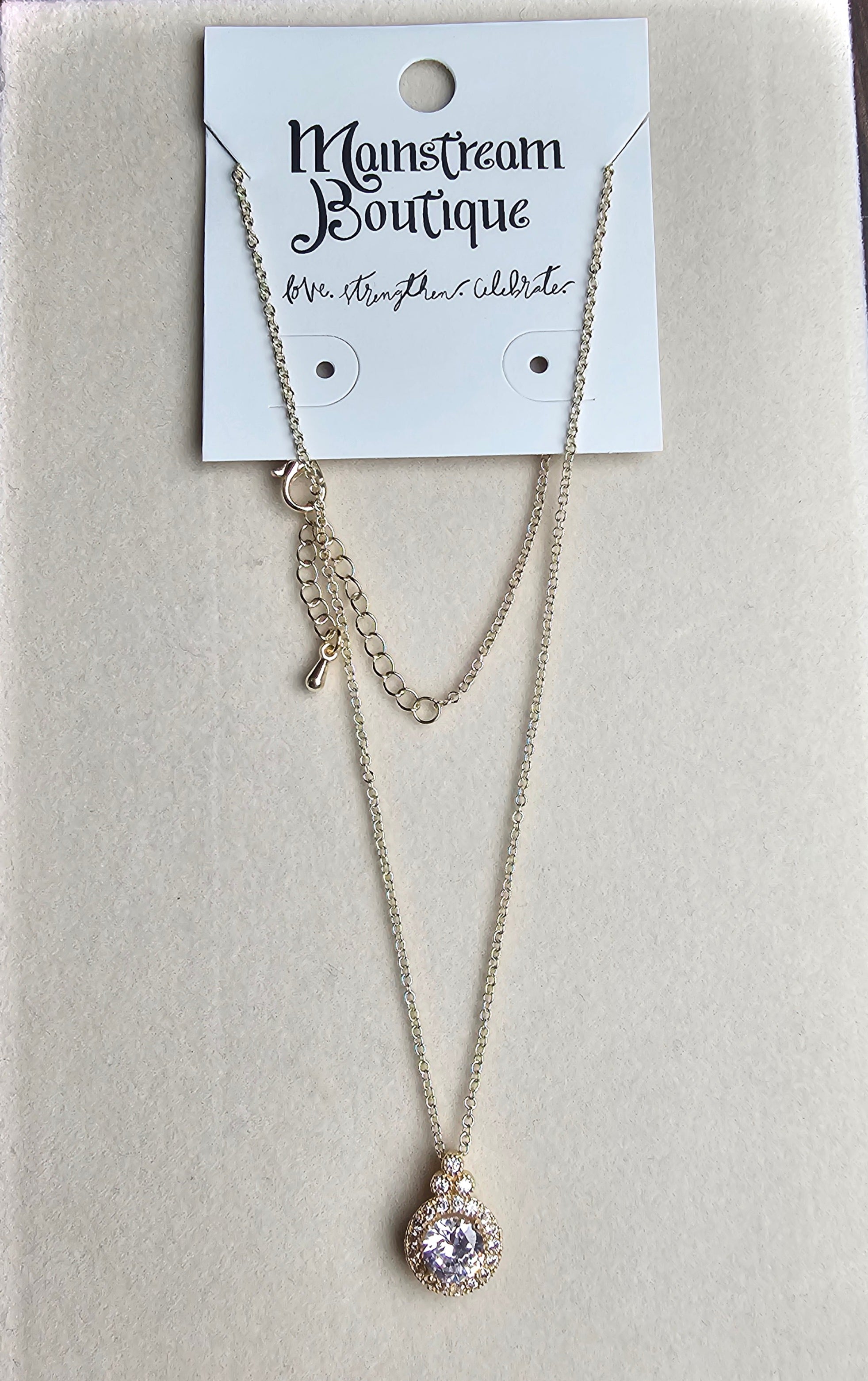 Necklace with pendant on a card from Mainstream Boutique