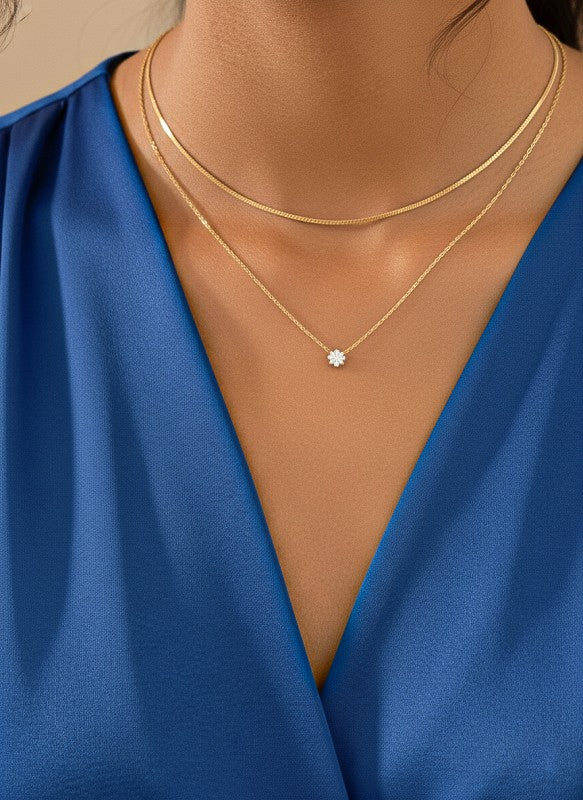 2 Neck Set with Snake Chain and Round CZ Bead – Mainstream Boutique Spring