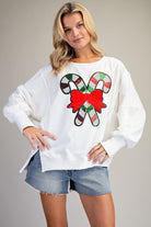 Off White oversized candy cane sweatshirt, front view