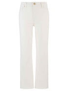 Ecru jeans on a white background