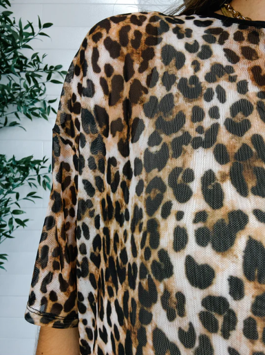 Leopard print fabric with a blurred background