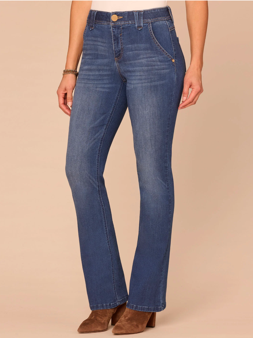 Democracy Ab solution High-Rise Itty Bitty Boot Jeans in Blue - front angle view