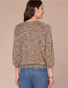 Democracy Blouson-Sleeve Space-Dye Sweater in Jewel Lavender Green Multi - back view