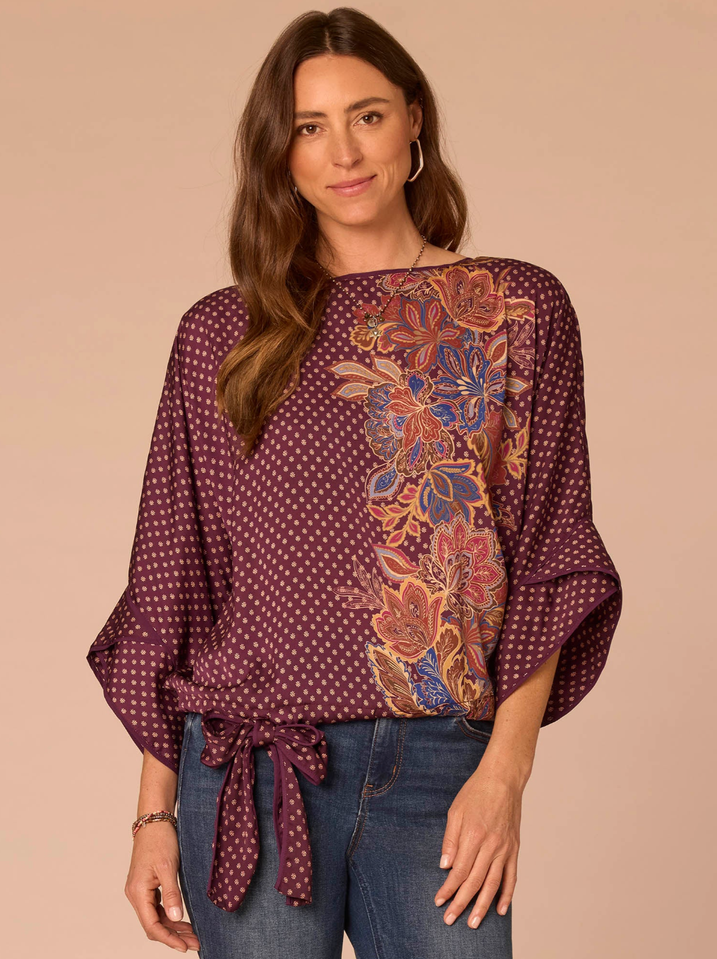 Back view of Fig Jam Multi placement print top