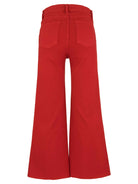 Red flared pants on a white background