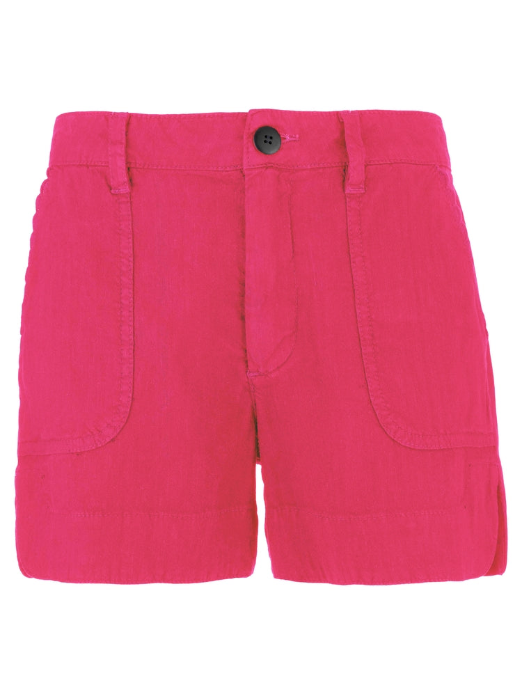 Bright pink shorts on a white background