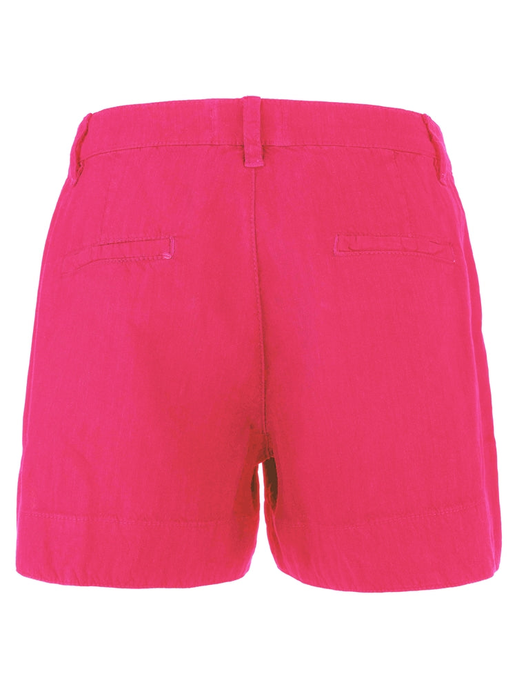 Bright pink shorts on a white background