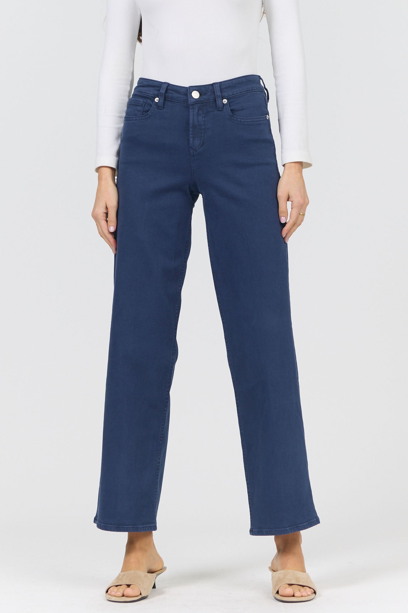 Dear John Mid High Rise Clean Hem Jeans in Naval Academy – Front view